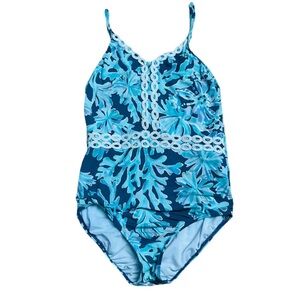 Girl's Lilly Pulitzer Mals Blue One-Piece Swimsuit L62922 Size 7